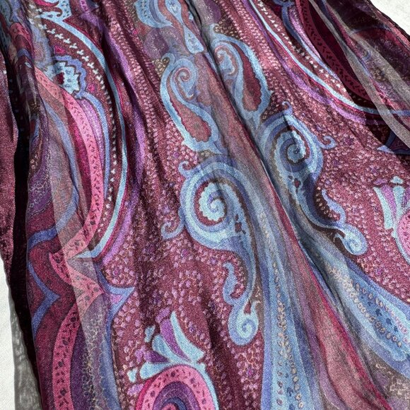 Vintage Berry Blue Purple, Wine, Paisley Silk Headscarf Neckscarf - Picture 3 of 5